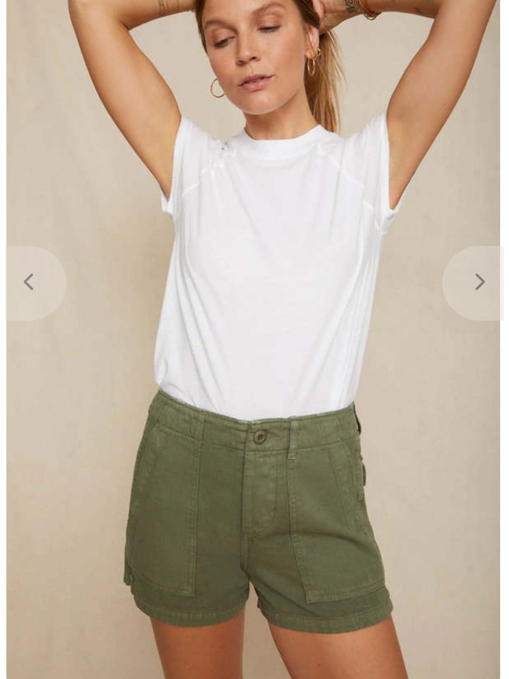 AMO Olive Utility Cotton Shorts